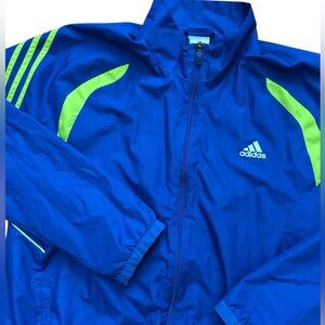 Adidas Men’s Blue & Neon‎ Yellow Windbreaker Jacket Soccer/Track Size Large Zip